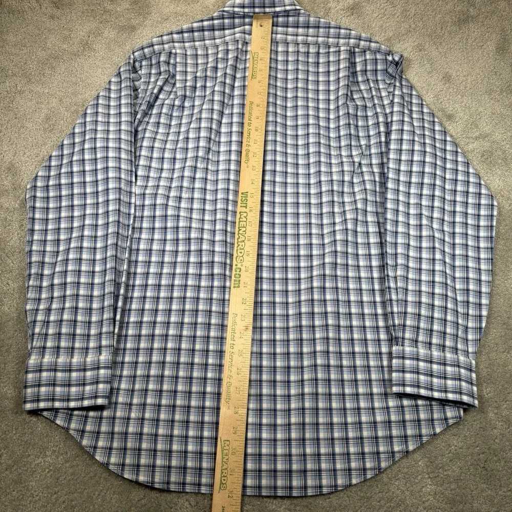 Polo Ralph Lauren Shirt Mens L Blue Plaid Stretch Lightweight Long Sleeve Logo